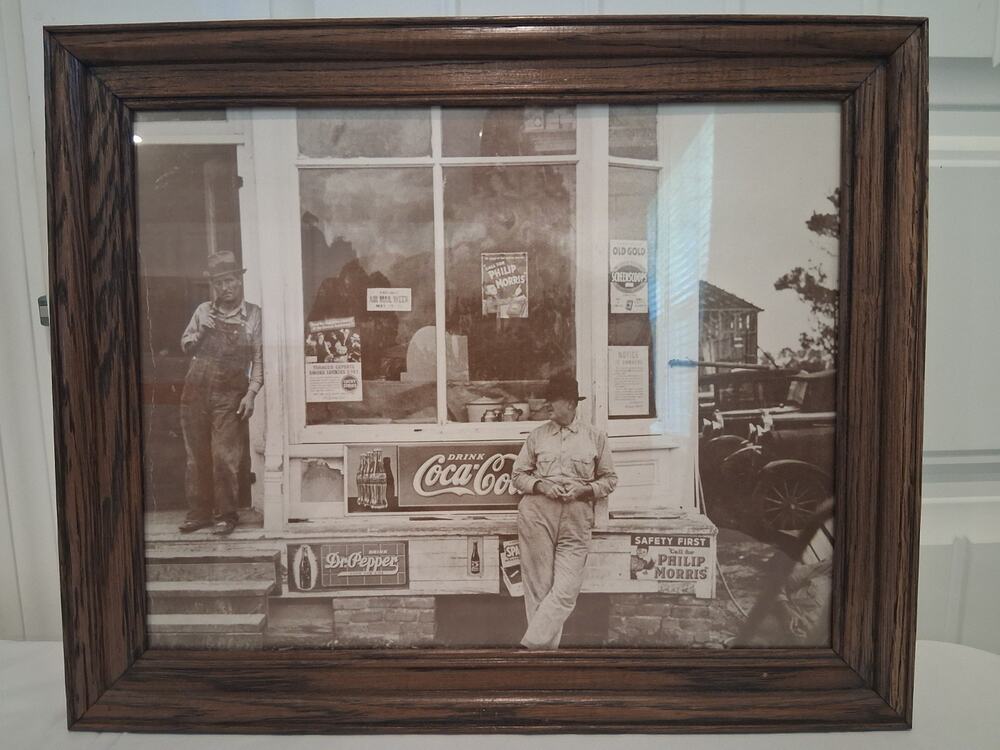 Modern Wood Framed Vintage Style B&W Photo Country Store Coca Cola Dr Pepper...